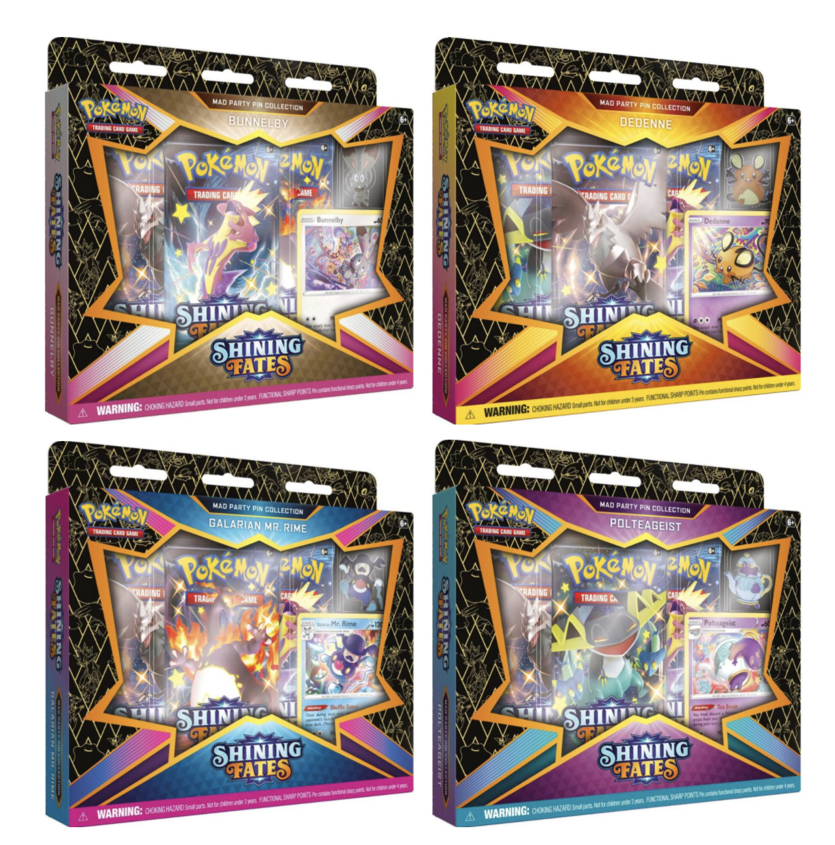 Shining Fates Mad Party Pin Collections Box Bunnelby Pokémon TCG for sale online 